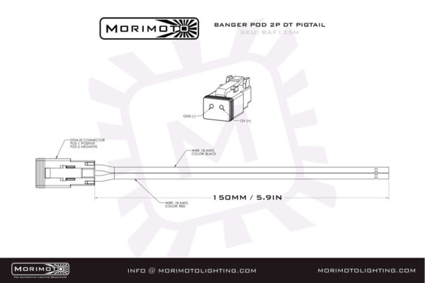 Morimoto-2P DT Pigtail Harness-1/2/4 Banger-6 Long (BAF135H) - Image 2