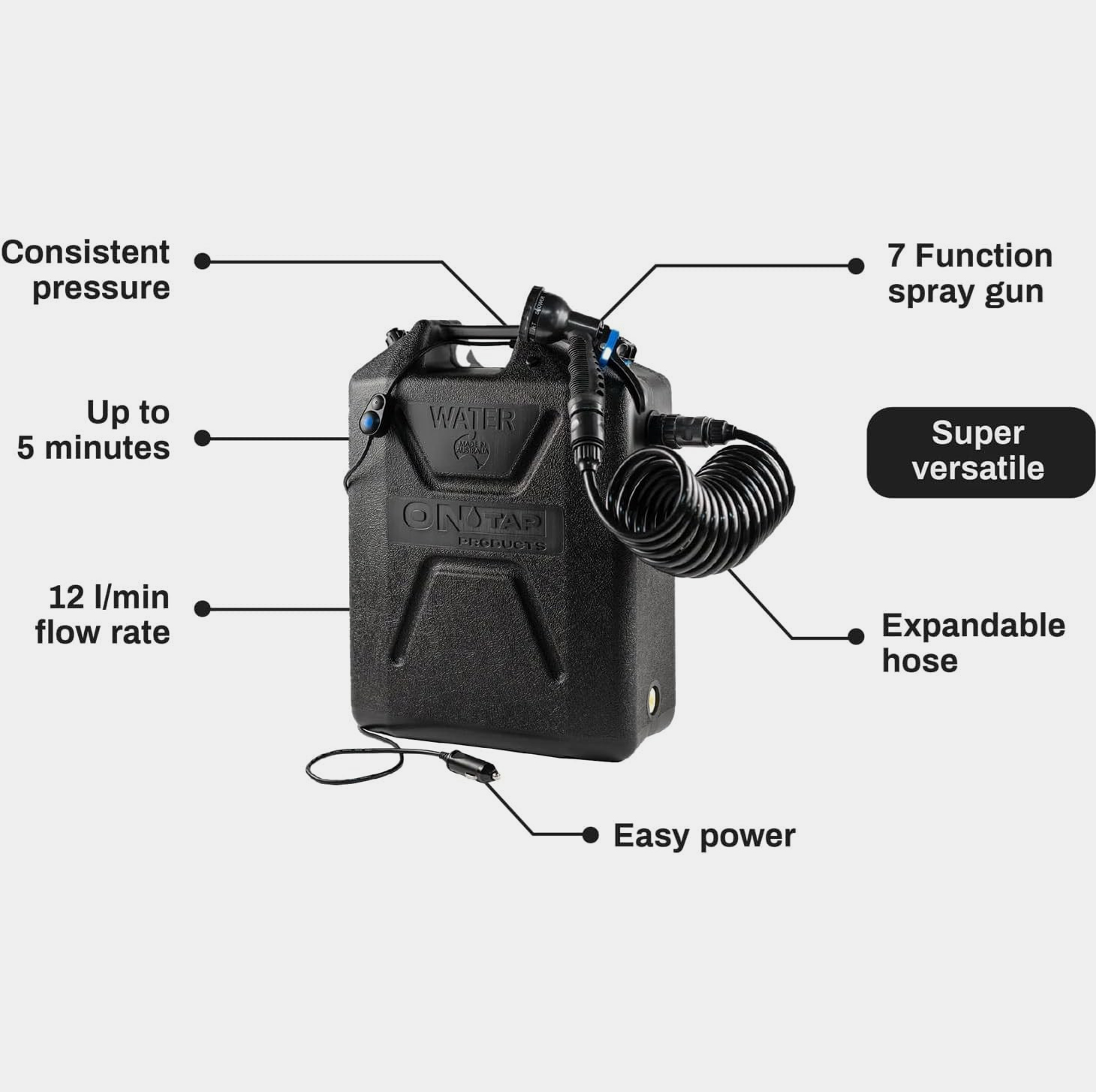 ARB On Tap Portable Camping Shower - Black - Image 2